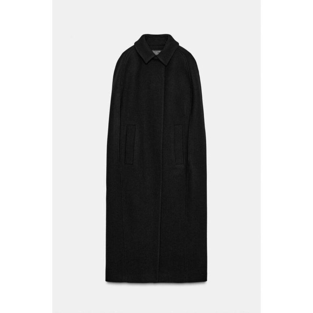 ZARA ZW COLLECTION LIMITED EDITION WOOL BLEND CAPE COAT - Picture 7 of 10